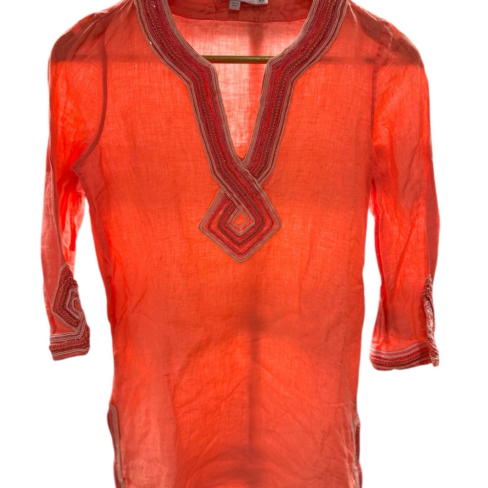 Calypso St. Barth Coral Tunic with Embroidery